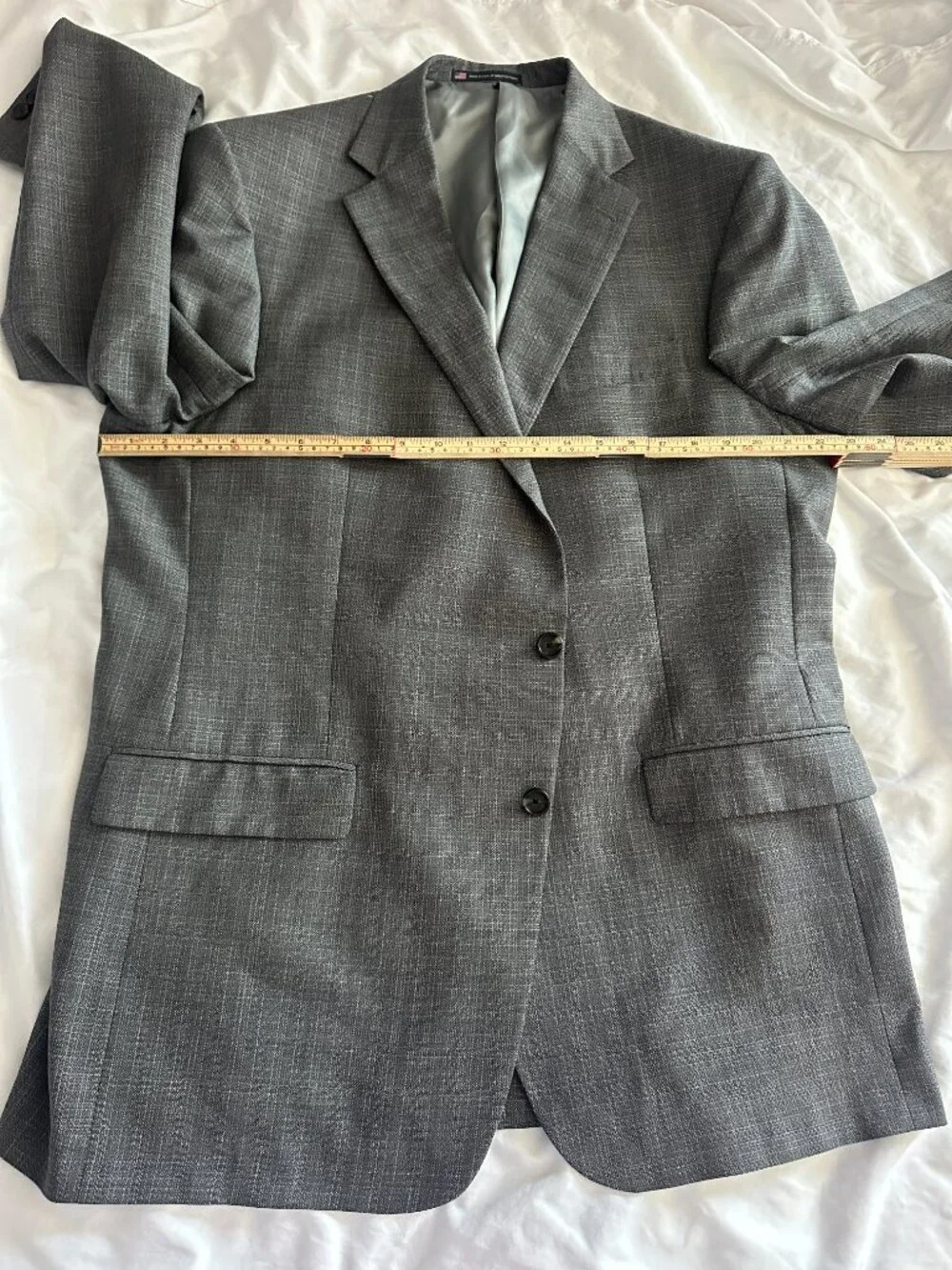Vintage Hart Schaffner Marx Gray Micro Check 100% Wool Blazer Mens 46L USA - Picture 8 of 9
